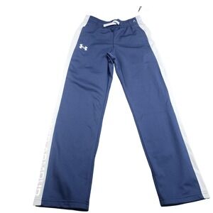 Under Armour Pants Youth Medium Blue Loose Fit Side Stripe Athletic Logo